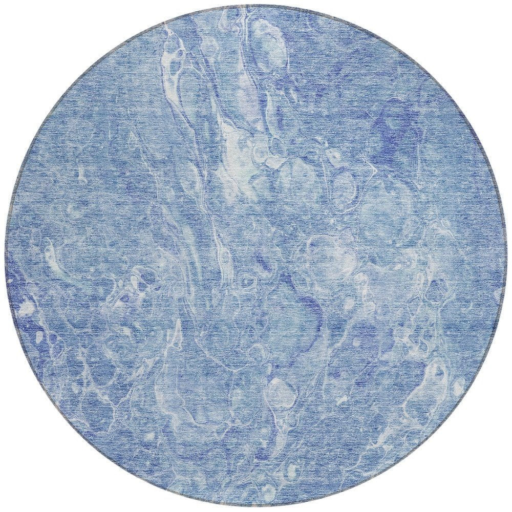 3' X 5' Sky Blue And Navy Blue Abstract Washable Indoor Outdoor Area Rug
