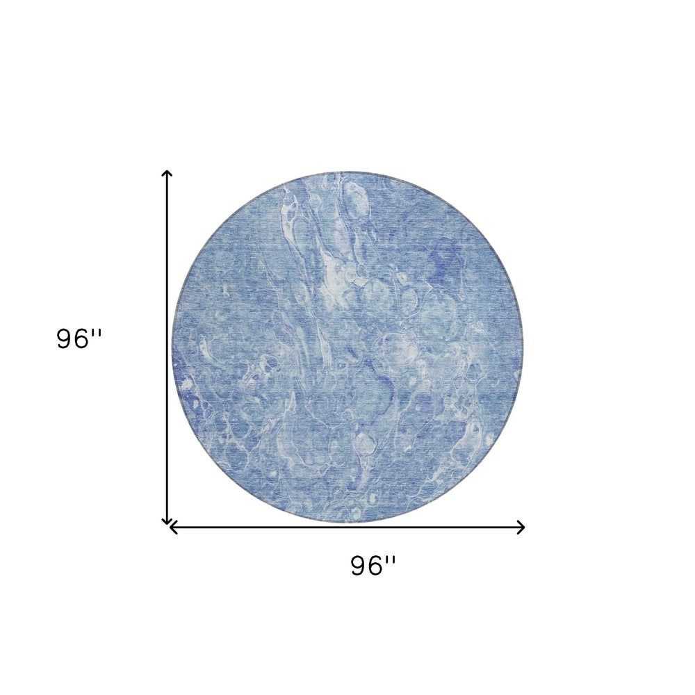 3' X 5' Sky Blue And Navy Blue Abstract Washable Indoor Outdoor Area Rug