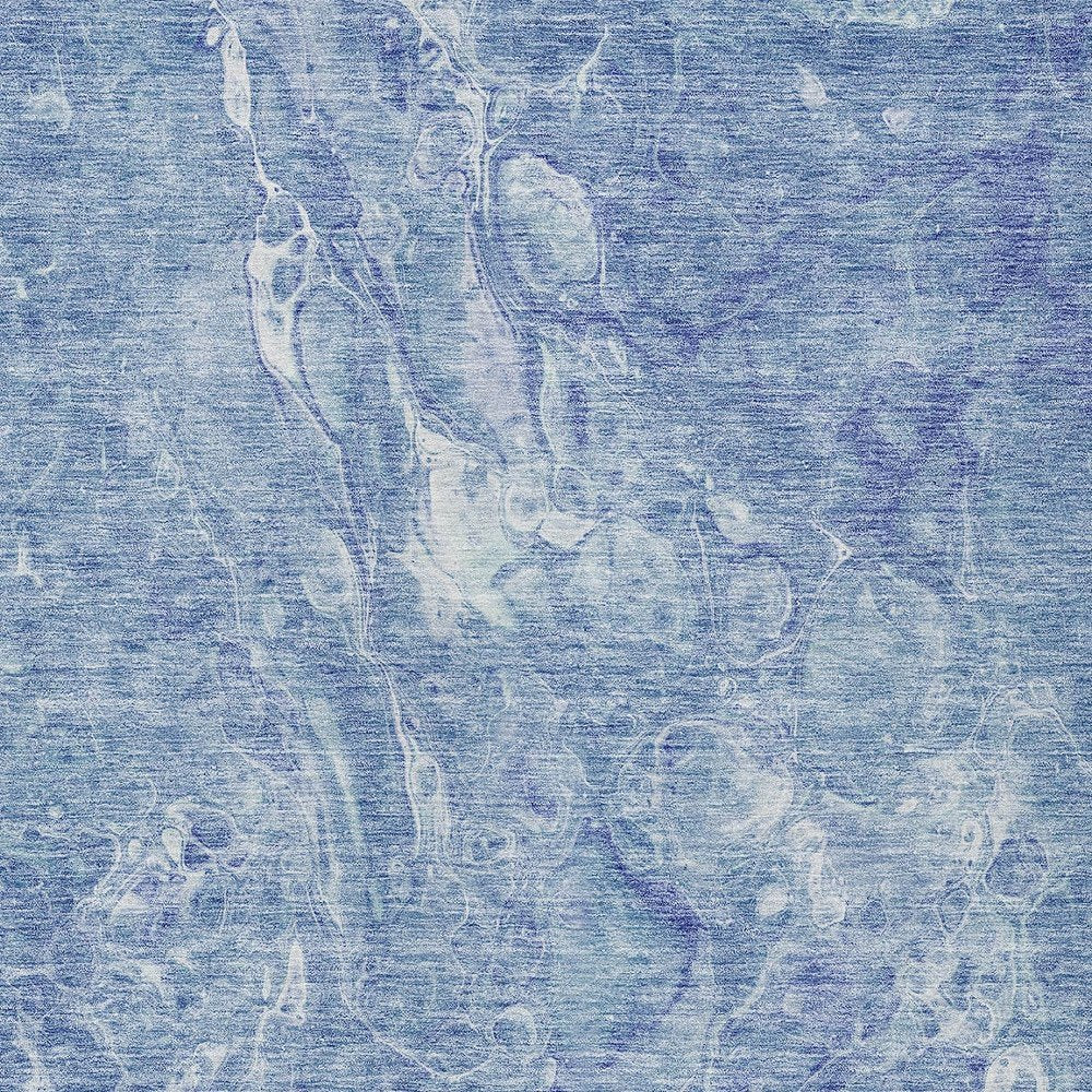 3' X 5' Sky Blue And Navy Blue Abstract Washable Indoor Outdoor Area Rug