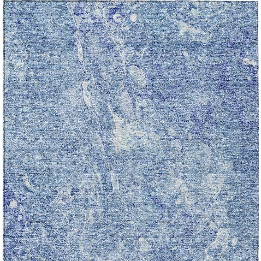 3' X 5' Sky Blue And Navy Blue Abstract Washable Indoor Outdoor Area Rug