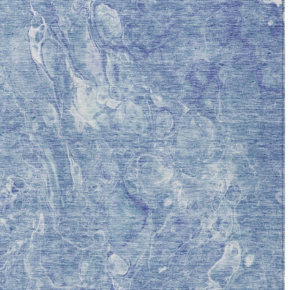 3' X 5' Sky Blue And Navy Blue Abstract Washable Indoor Outdoor Area Rug