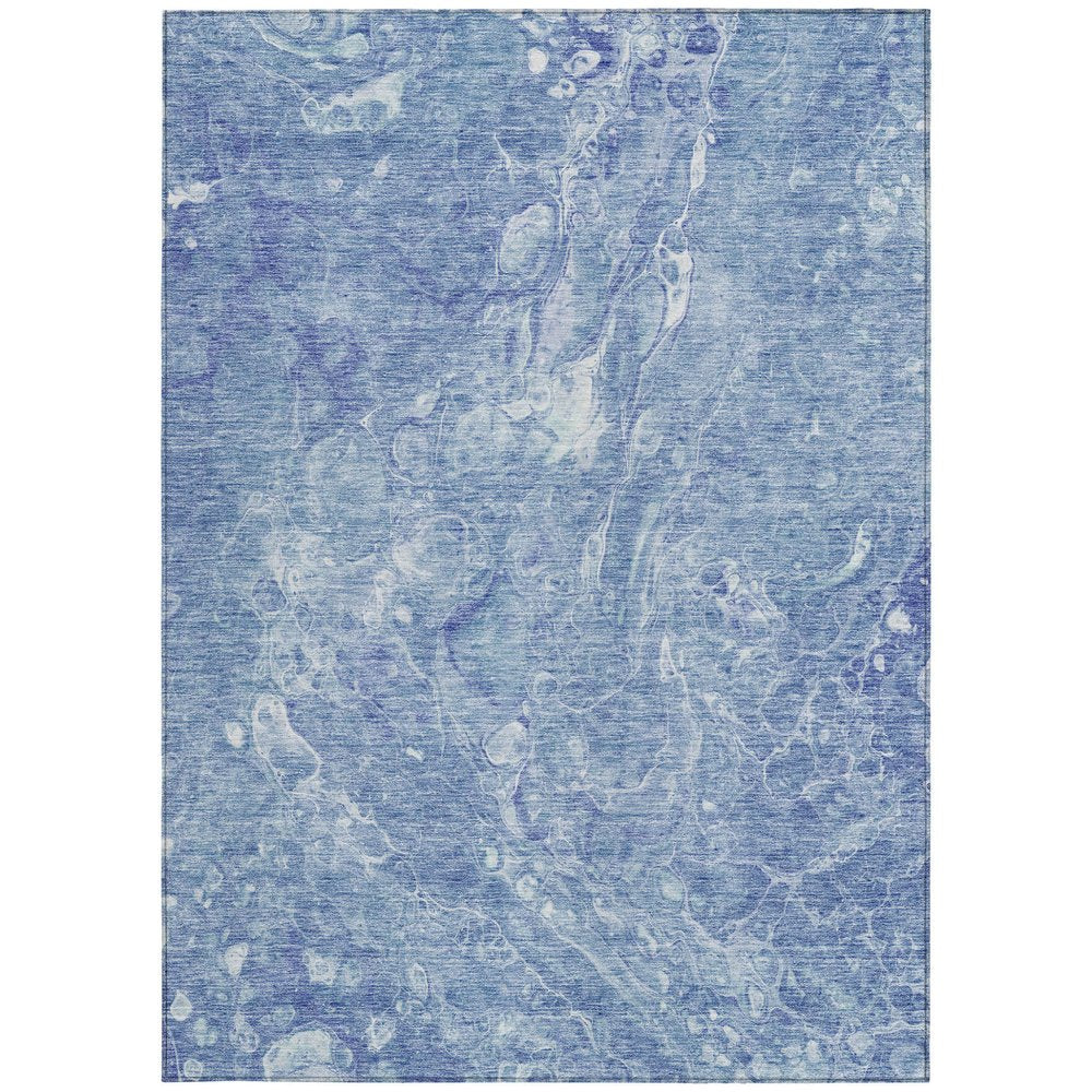 3' X 5' Sky Blue And Navy Blue Abstract Washable Indoor Outdoor Area Rug
