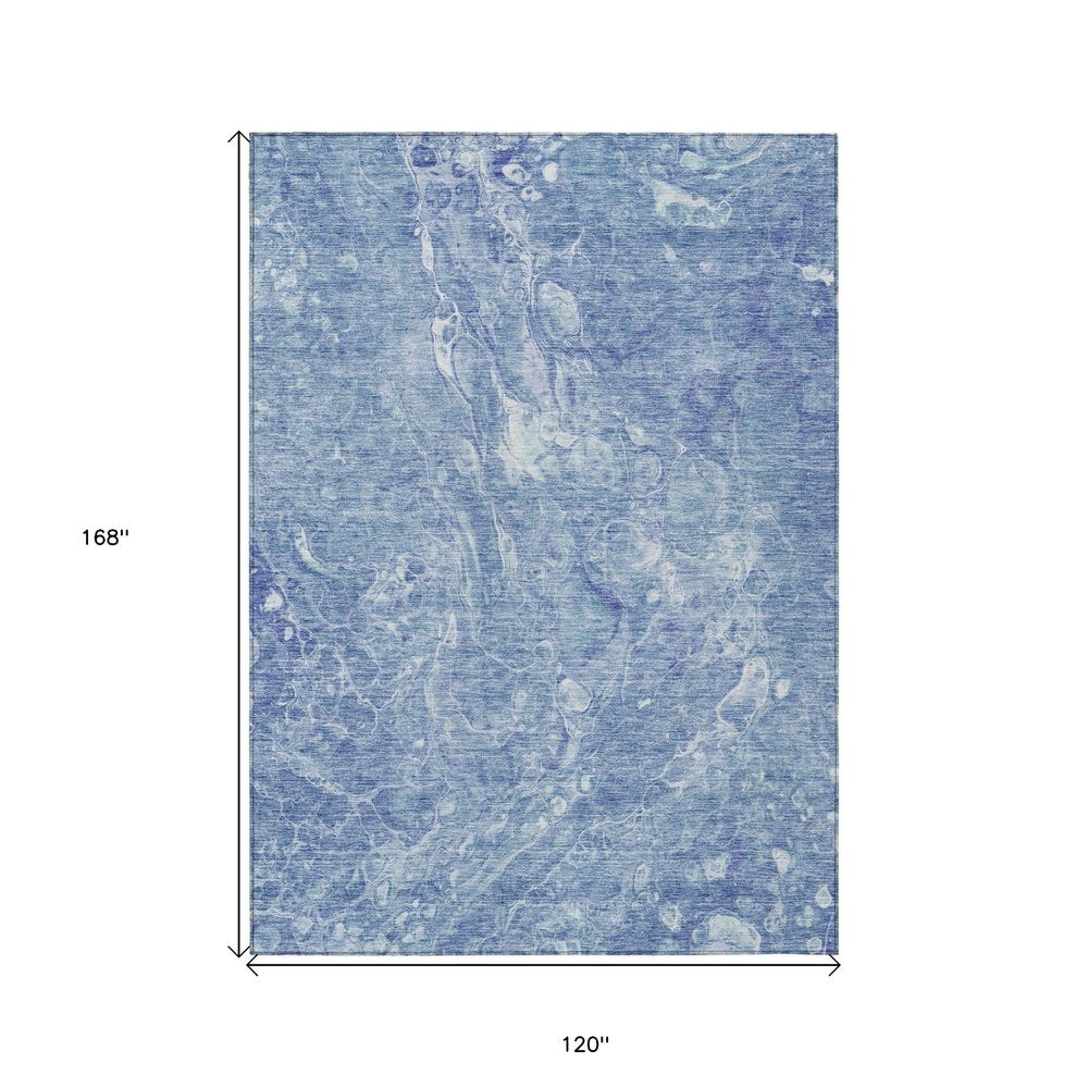 3' X 5' Sky Blue And Navy Blue Abstract Washable Indoor Outdoor Area Rug