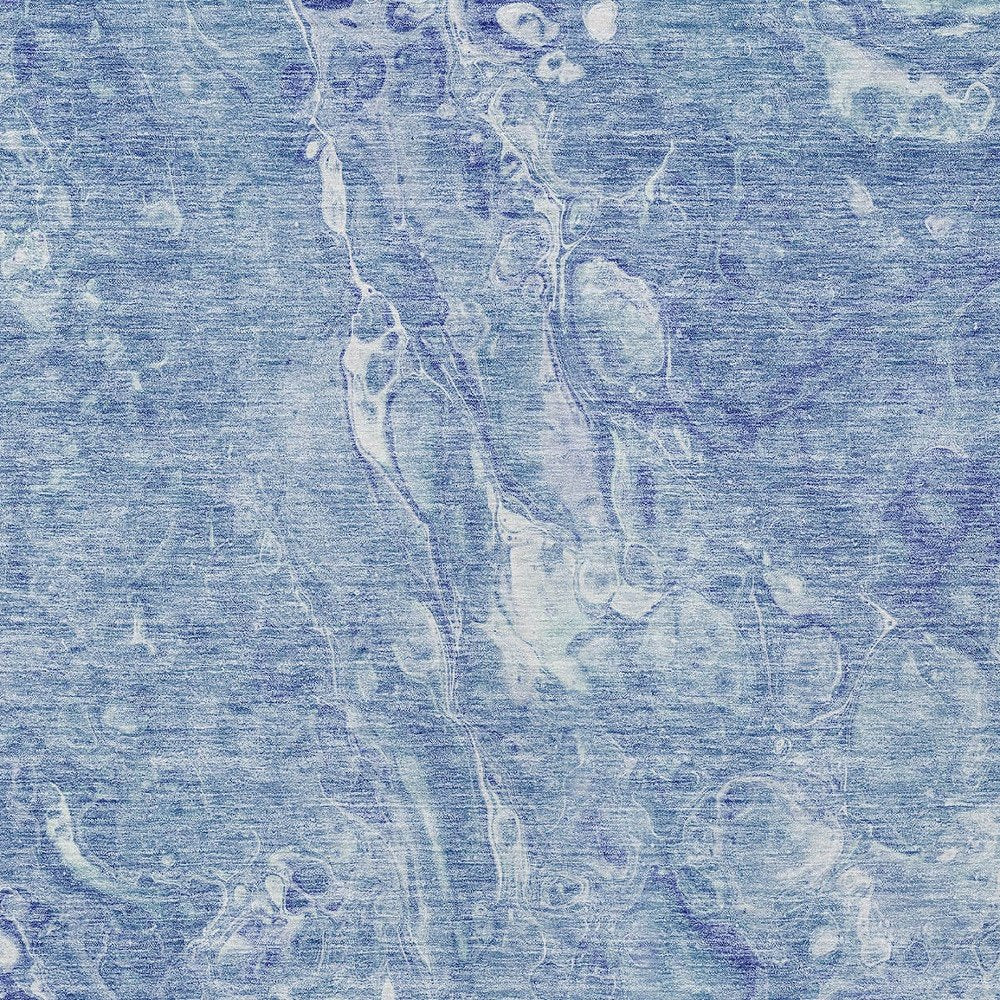 3' X 5' Sky Blue And Navy Blue Abstract Washable Indoor Outdoor Area Rug