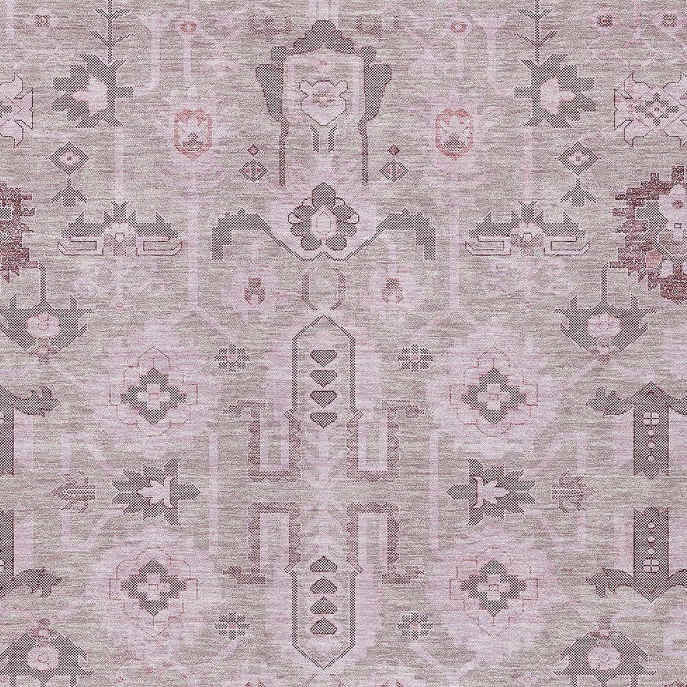 3' X 5' Pink Mauve And Blush Oriental Washable Indoor Outdoor Area Rug