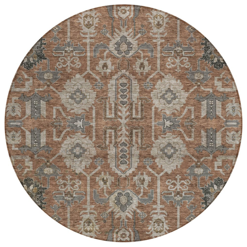 3' X 5' Brown Gray And Charcoal Oriental Washable Indoor Outdoor Area Rug
