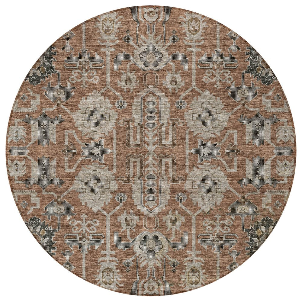 3' X 5' Brown Gray And Charcoal Oriental Washable Indoor Outdoor Area Rug