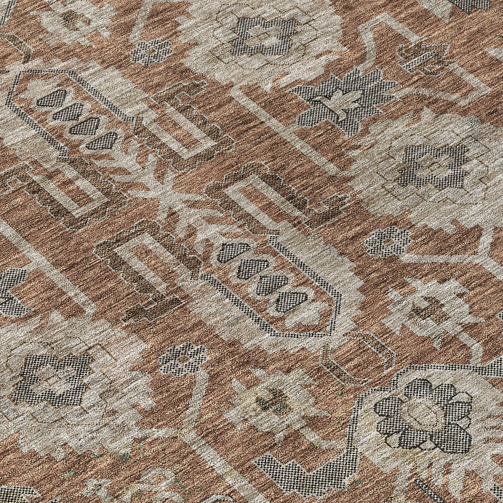 3' X 5' Brown Gray And Charcoal Oriental Washable Indoor Outdoor Area Rug