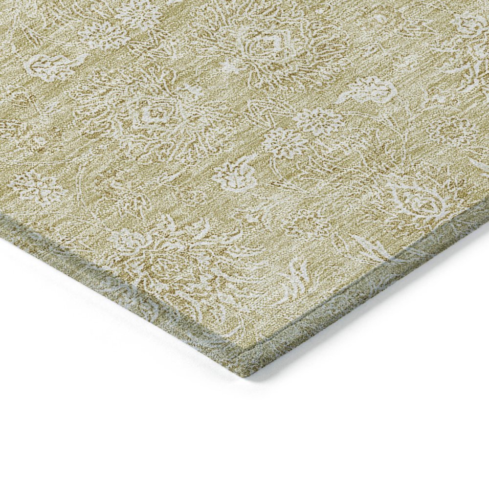 3' X 5' Beige Tan And Ivory Floral Washable Indoor Outdoor Area Rug