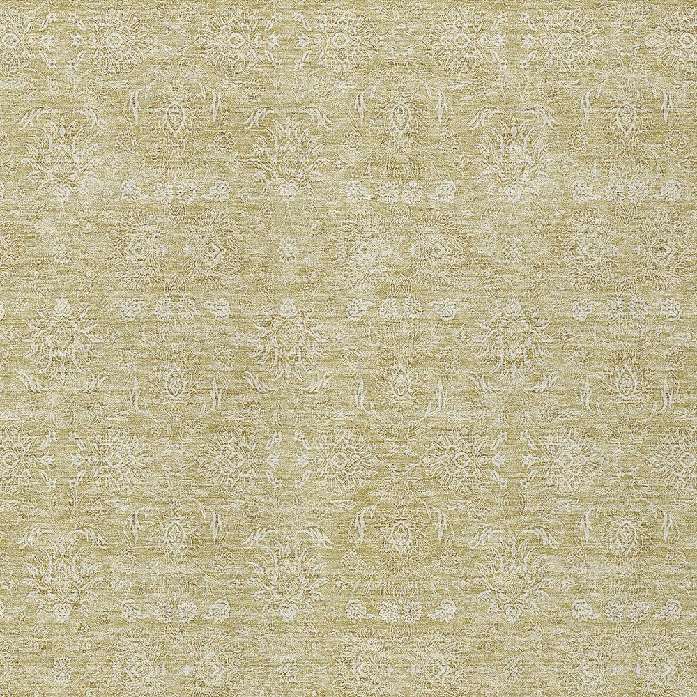3' X 5' Beige Tan And Ivory Floral Washable Indoor Outdoor Area Rug