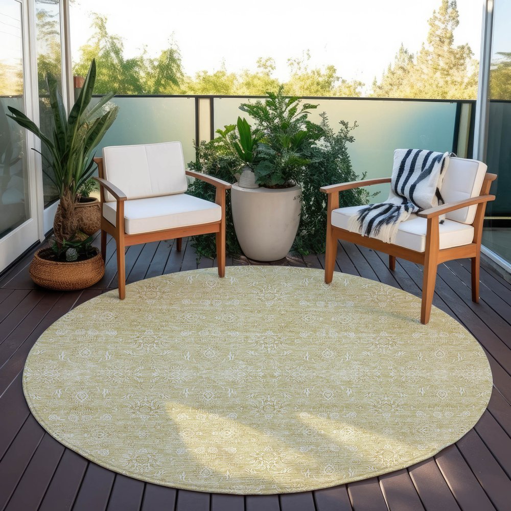 3' X 5' Beige Tan And Ivory Floral Washable Indoor Outdoor Area Rug