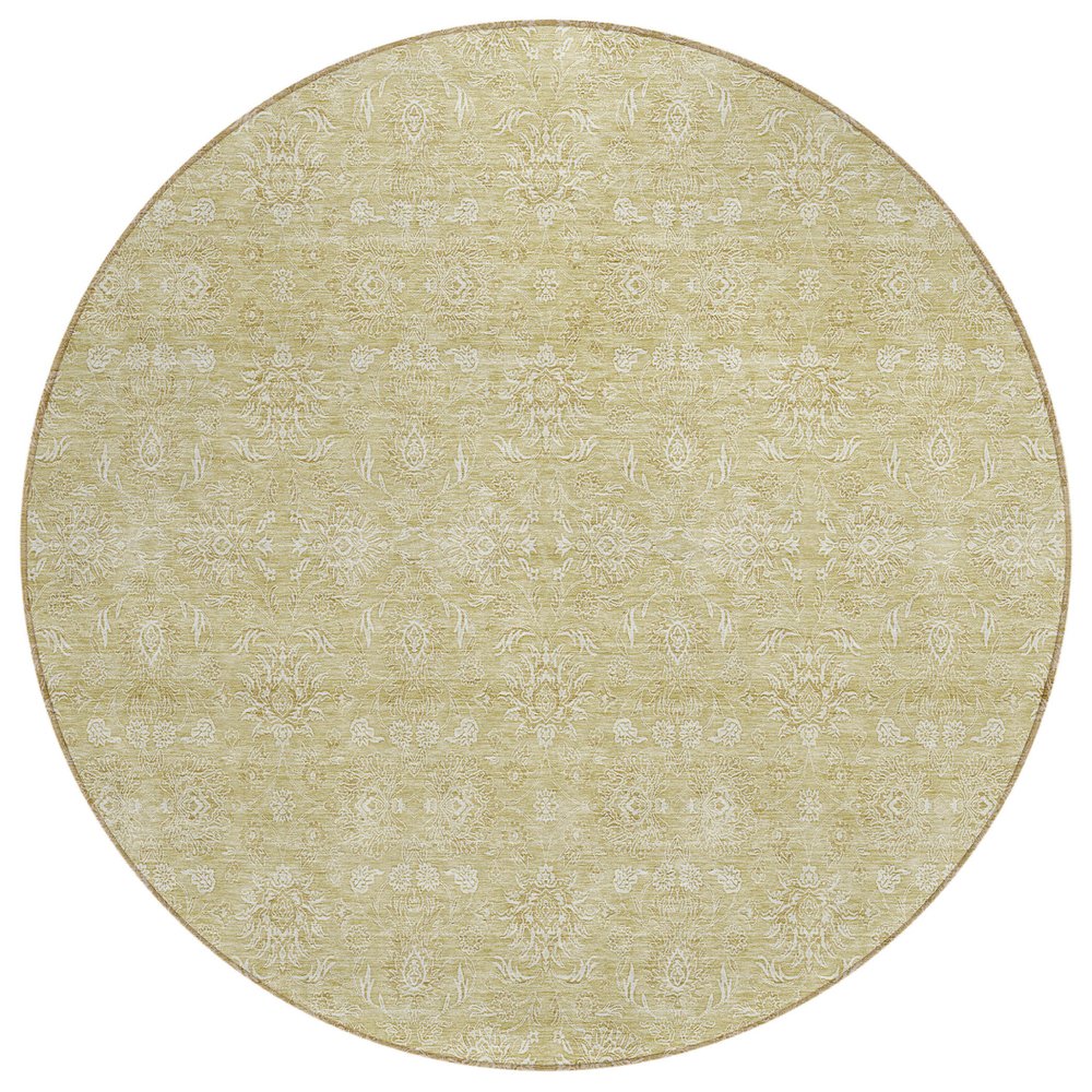 3' X 5' Beige Tan And Ivory Floral Washable Indoor Outdoor Area Rug