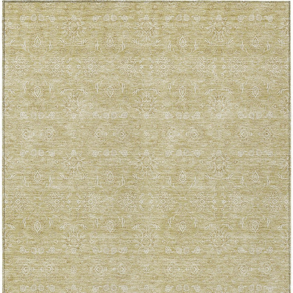 3' X 5' Beige Tan And Ivory Floral Washable Indoor Outdoor Area Rug