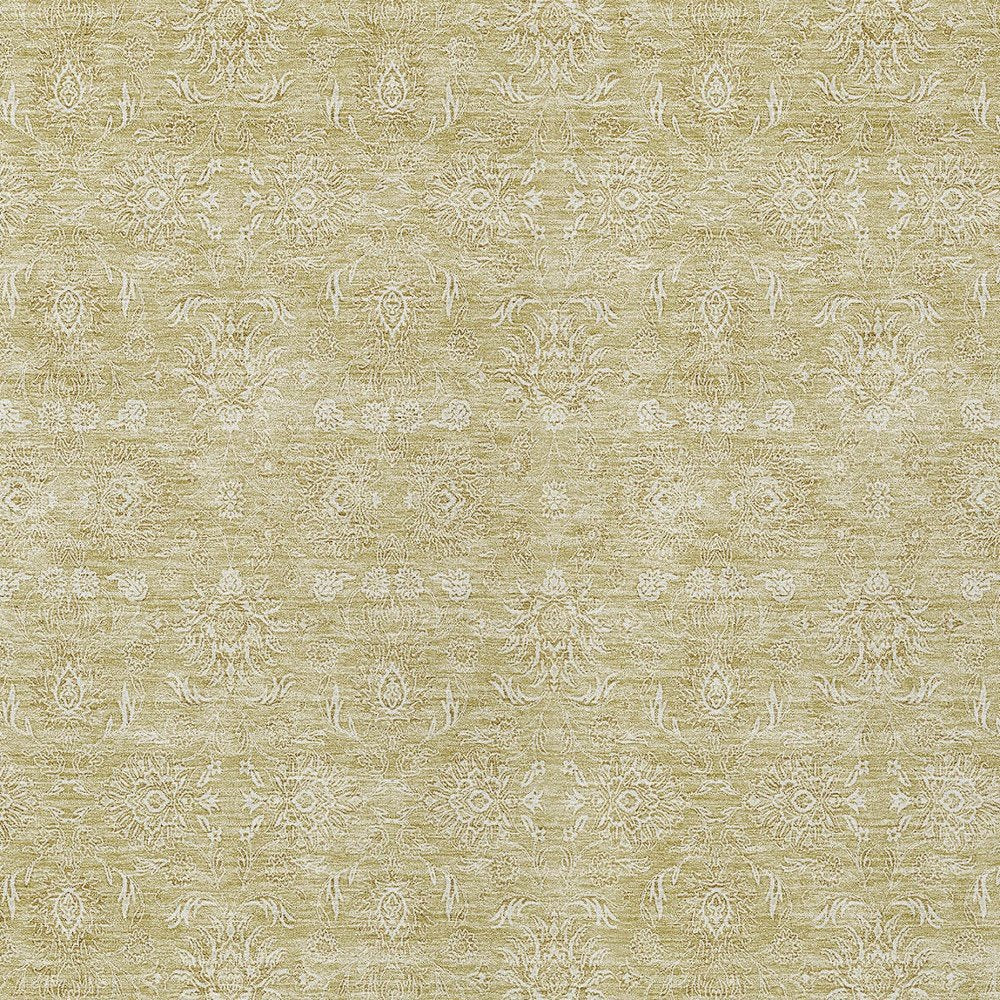 3' X 5' Beige Tan And Ivory Floral Washable Indoor Outdoor Area Rug