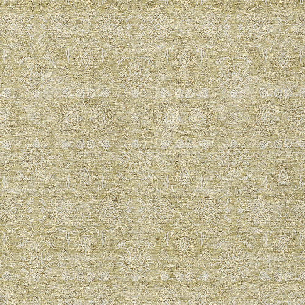 3' X 5' Beige Tan And Ivory Floral Washable Indoor Outdoor Area Rug