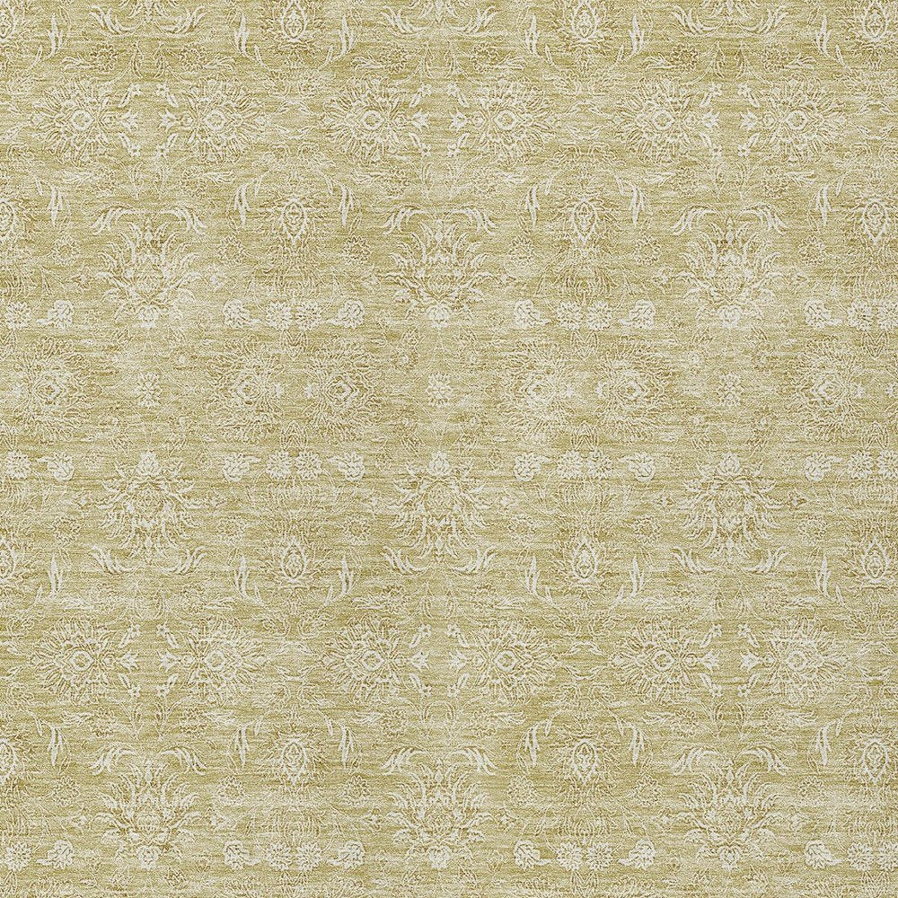 3' X 5' Beige Tan And Ivory Floral Washable Indoor Outdoor Area Rug