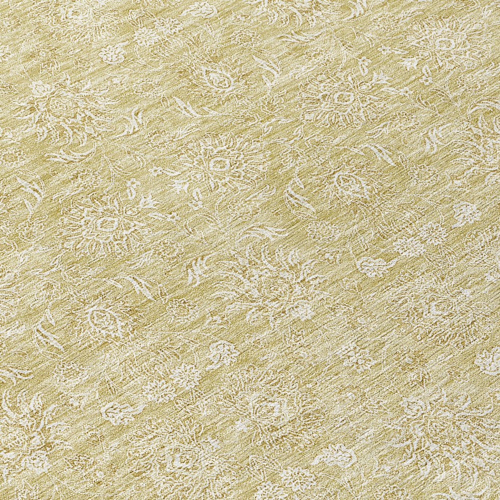 3' X 5' Beige Tan And Ivory Floral Washable Indoor Outdoor Area Rug