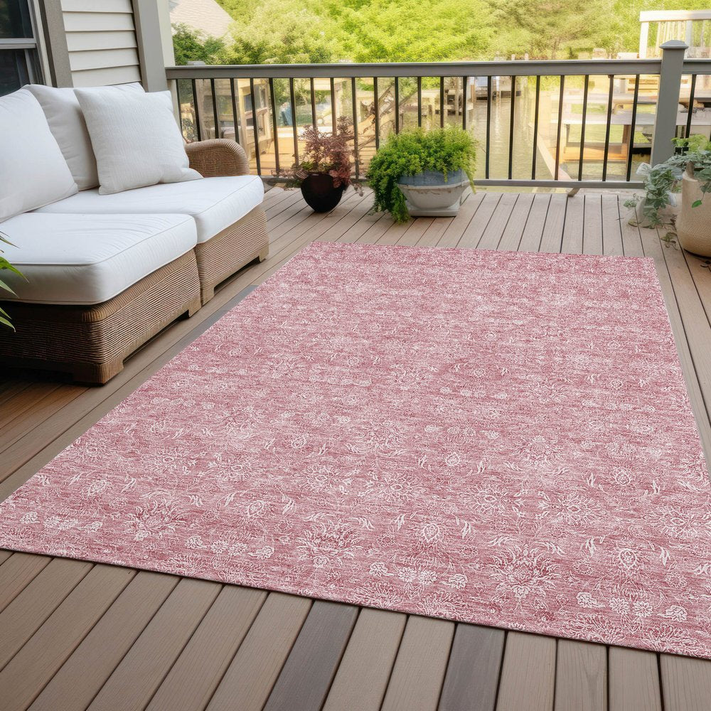 3' X 5' Blush Pink And Ivory Floral Washable Indoor Outdoor Area Rug