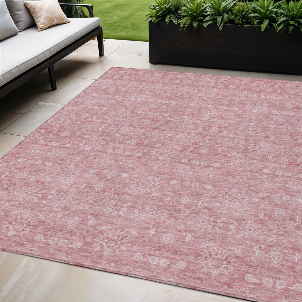 3' X 5' Blush Pink And Ivory Floral Washable Indoor Outdoor Area Rug