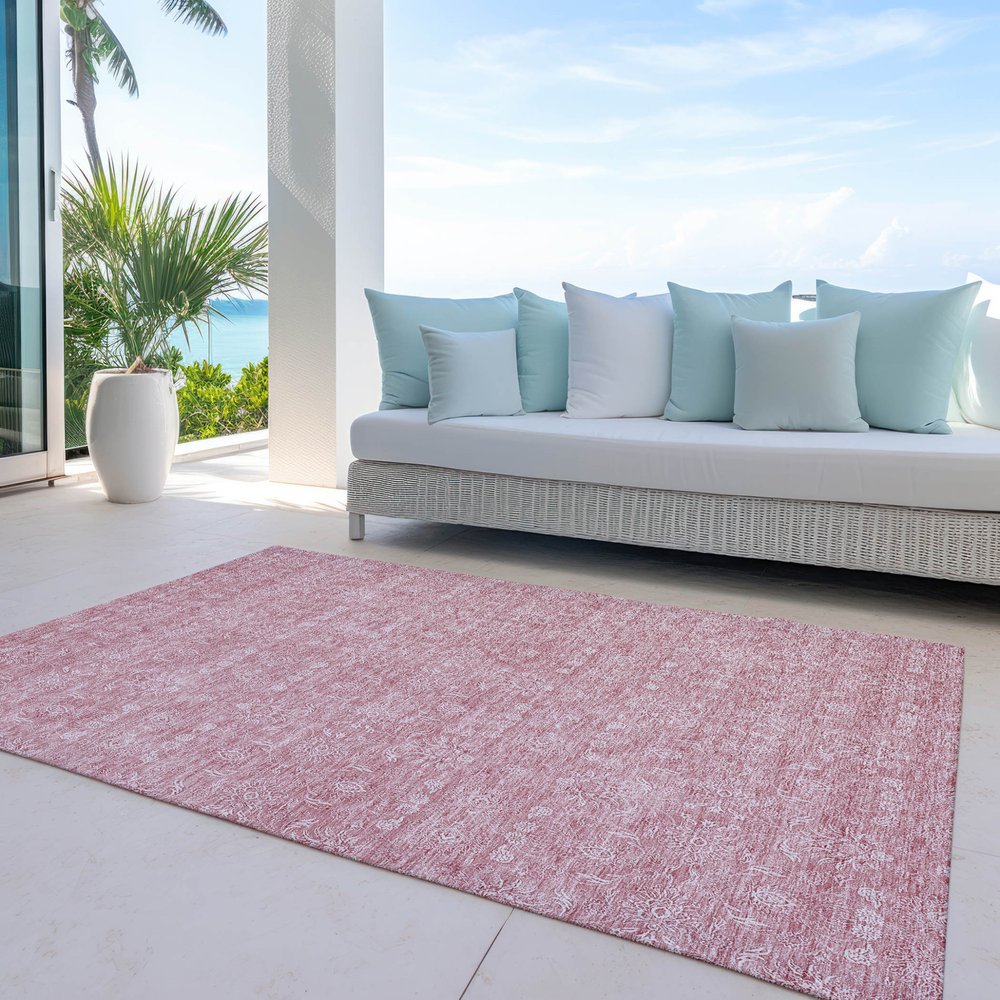 3' X 5' Blush Pink And Ivory Floral Washable Indoor Outdoor Area Rug
