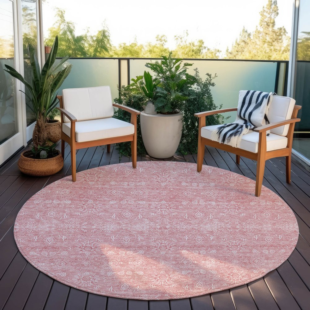 3' X 5' Blush Pink And Ivory Floral Washable Indoor Outdoor Area Rug