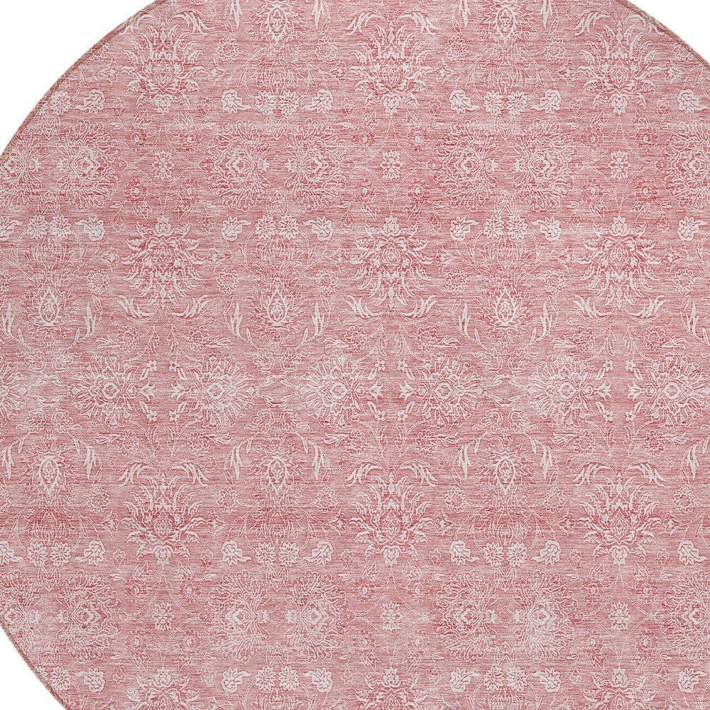 3' X 5' Blush Pink And Ivory Floral Washable Indoor Outdoor Area Rug