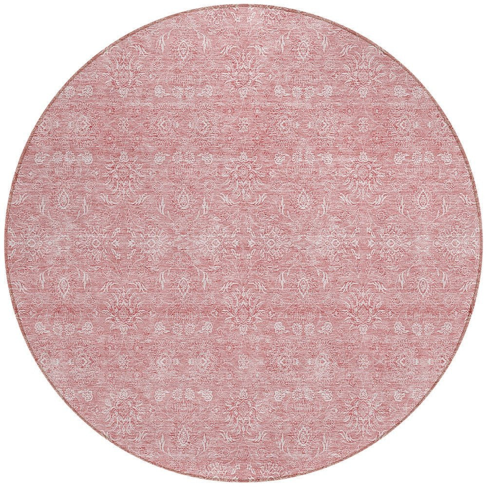 3' X 5' Blush Pink And Ivory Floral Washable Indoor Outdoor Area Rug