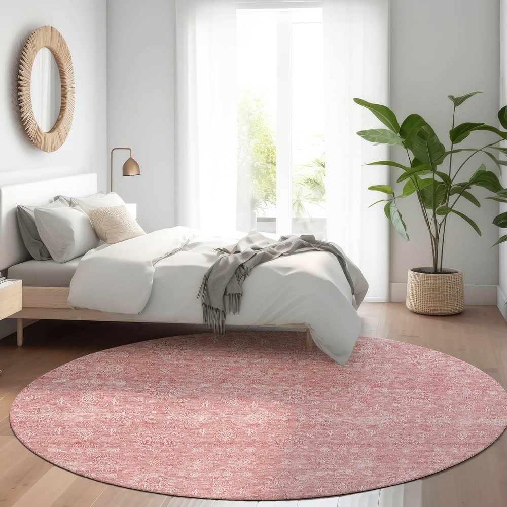 3' X 5' Blush Pink And Ivory Floral Washable Indoor Outdoor Area Rug