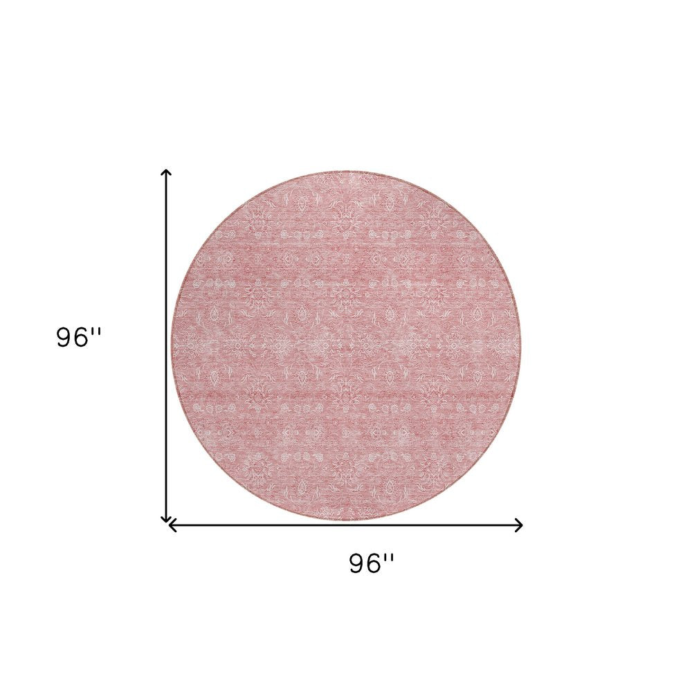 3' X 5' Blush Pink And Ivory Floral Washable Indoor Outdoor Area Rug