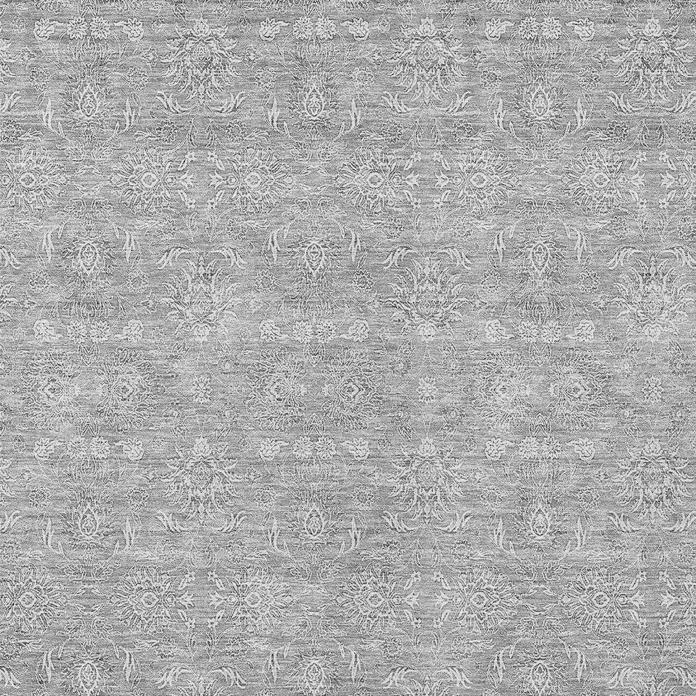 3' X 5' Gray Silver And Ivory Floral Washable Indoor Outdoor Area Rug