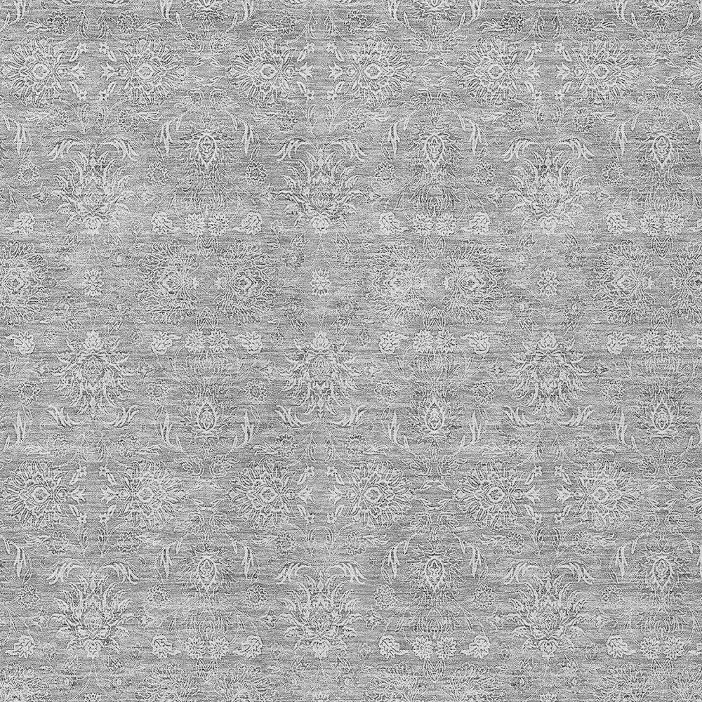 3' X 5' Gray Silver And Ivory Floral Washable Indoor Outdoor Area Rug
