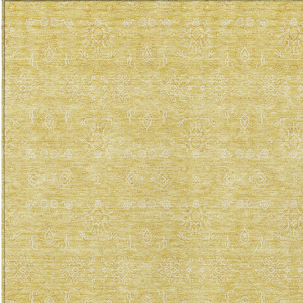 3' X 5' Yellow Gold And Ivory Floral Washable Indoor Outdoor Area Rug