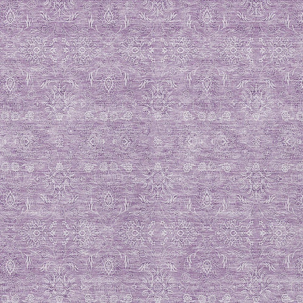 3' X 5' Lavender Lilac And Ivory Floral Washable Indoor Outdoor Area Rug