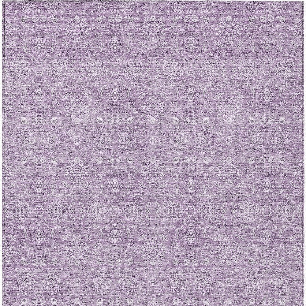 3' X 5' Lavender Lilac And Ivory Floral Washable Indoor Outdoor Area Rug