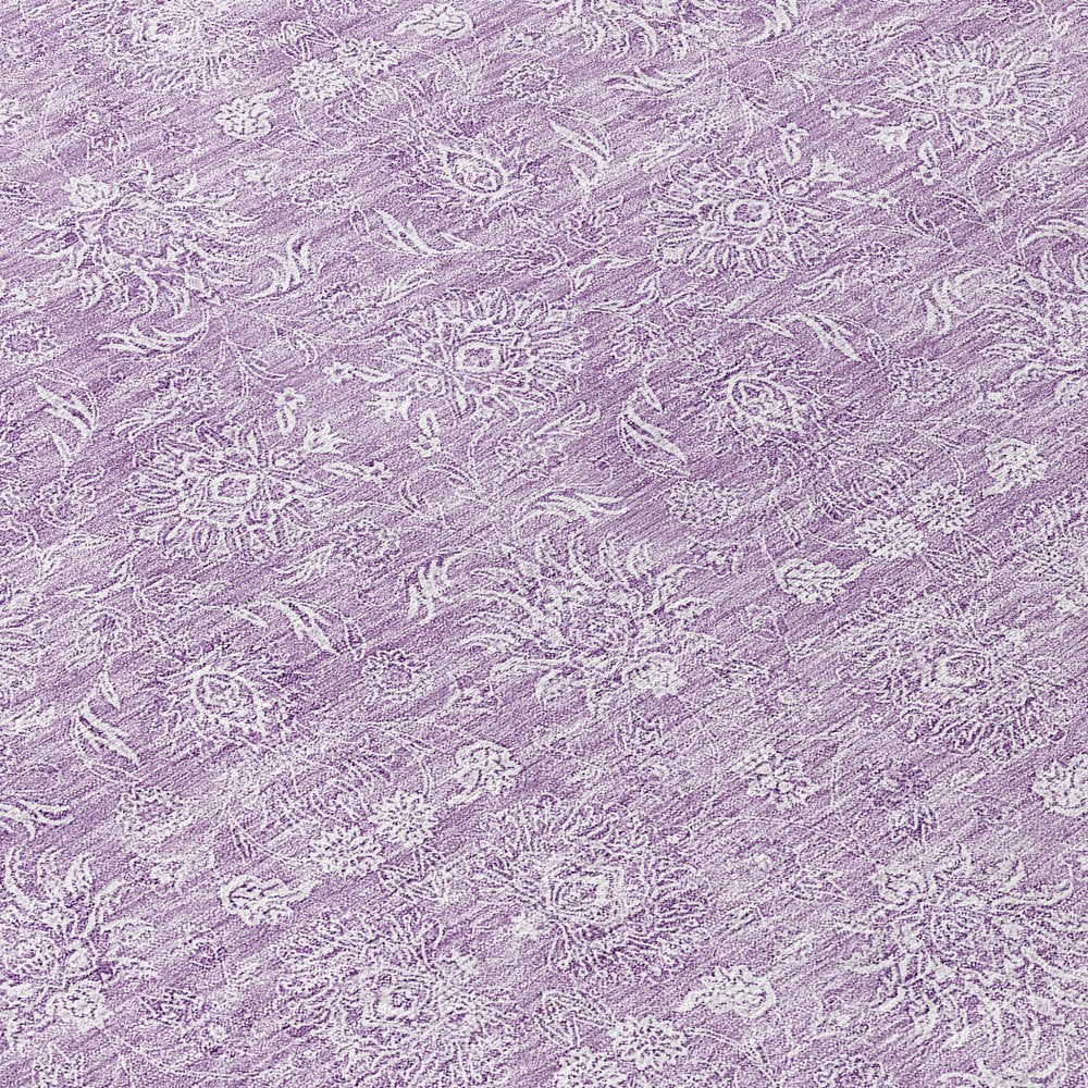 3' X 5' Lavender Lilac And Ivory Floral Washable Indoor Outdoor Area Rug