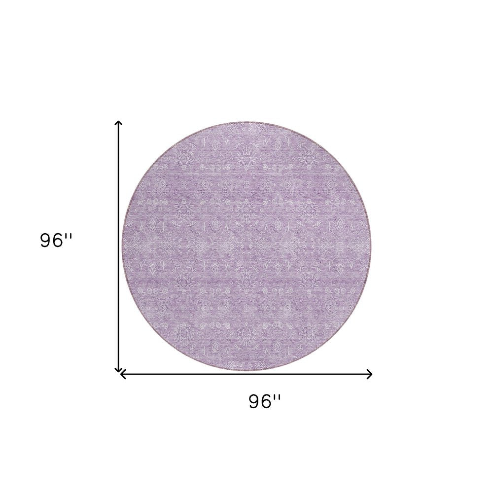 3' X 5' Lavender Lilac And Ivory Floral Washable Indoor Outdoor Area Rug