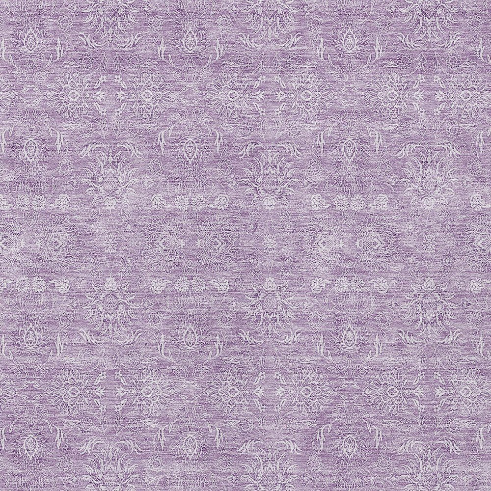 3' X 5' Lavender Lilac And Ivory Floral Washable Indoor Outdoor Area Rug