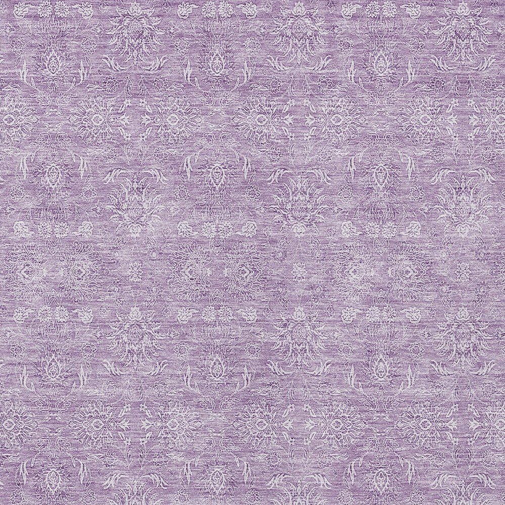 3' X 5' Lavender Lilac And Ivory Floral Washable Indoor Outdoor Area Rug