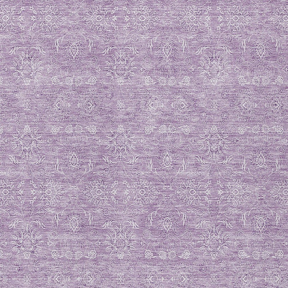 3' X 5' Lavender Lilac And Ivory Floral Washable Indoor Outdoor Area Rug