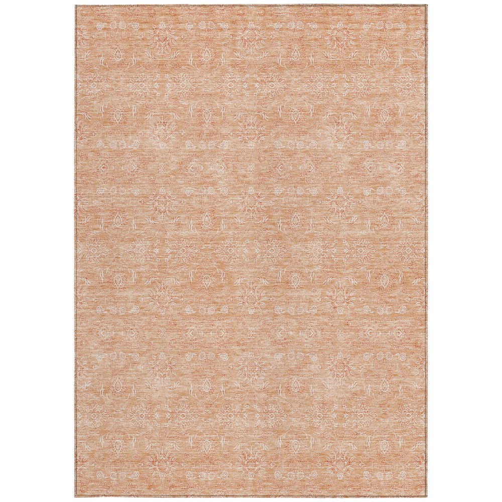 3' X 5' Peach And Ivory Floral Washable Indoor Outdoor Area Rug