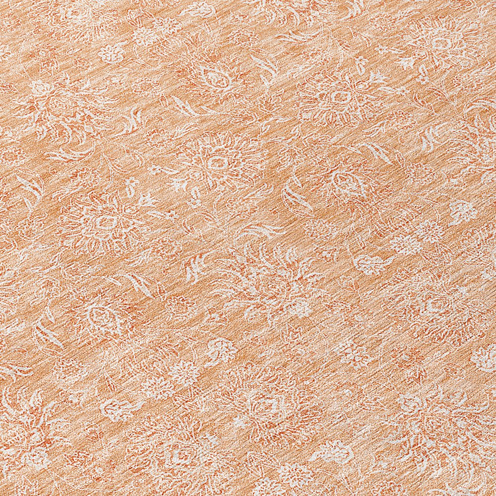 3' X 5' Peach And Ivory Floral Washable Indoor Outdoor Area Rug