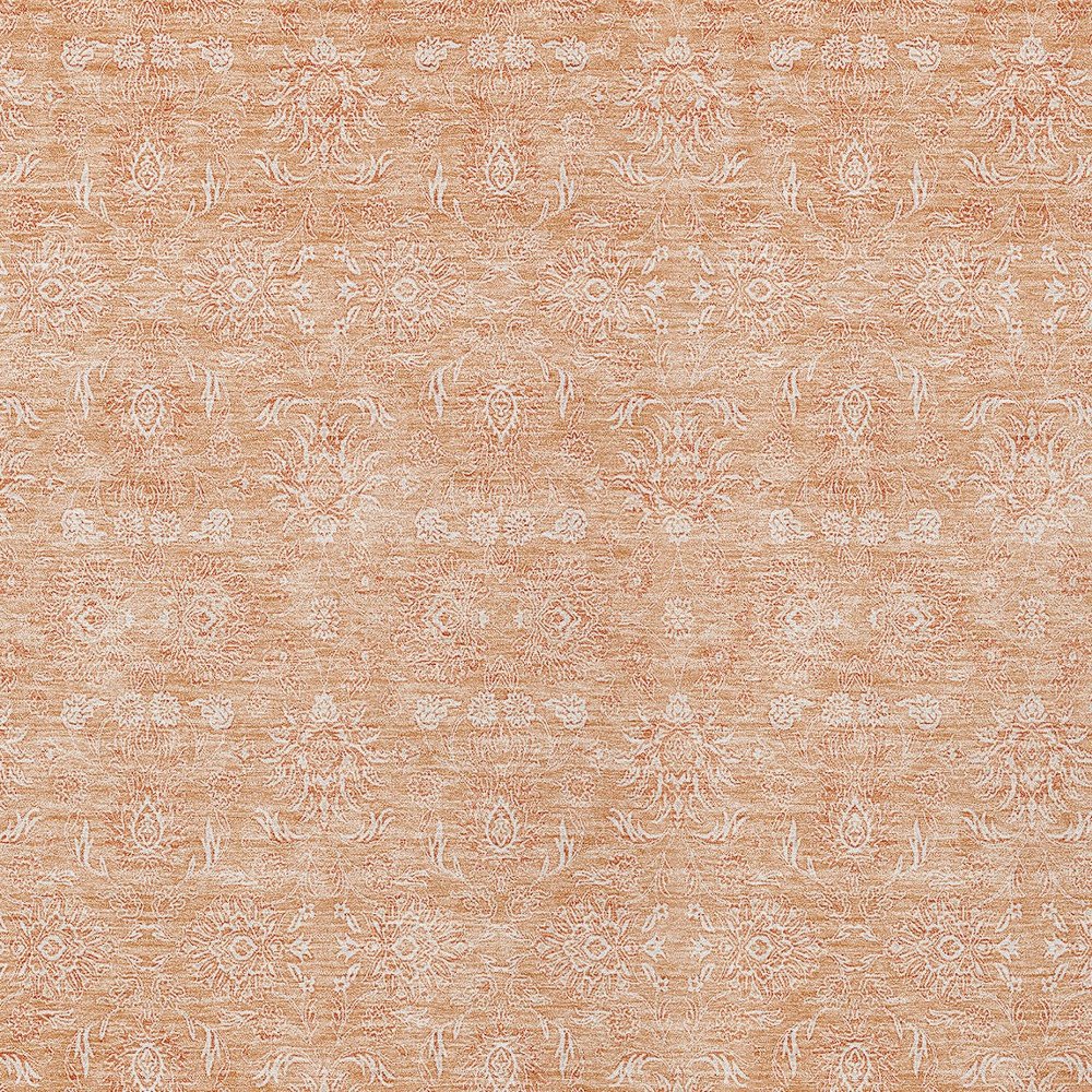 3' X 5' Peach And Ivory Floral Washable Indoor Outdoor Area Rug