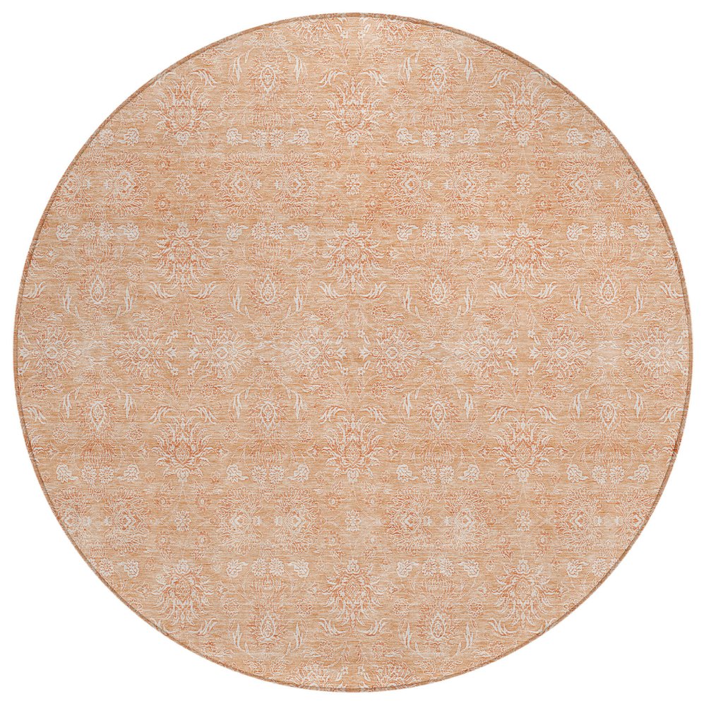 3' X 5' Peach And Ivory Floral Washable Indoor Outdoor Area Rug