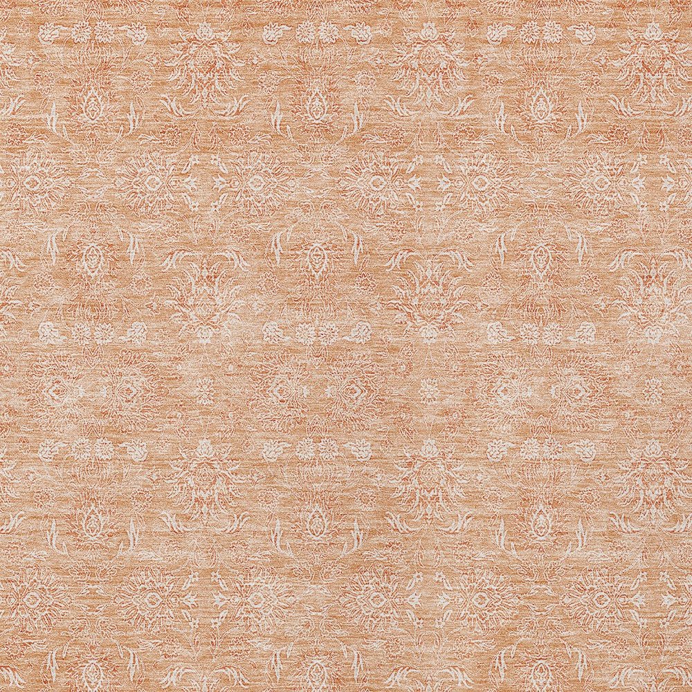 3' X 5' Peach And Ivory Floral Washable Indoor Outdoor Area Rug