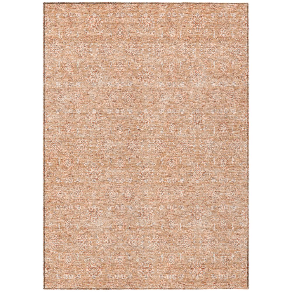 3' X 5' Peach And Ivory Floral Washable Indoor Outdoor Area Rug