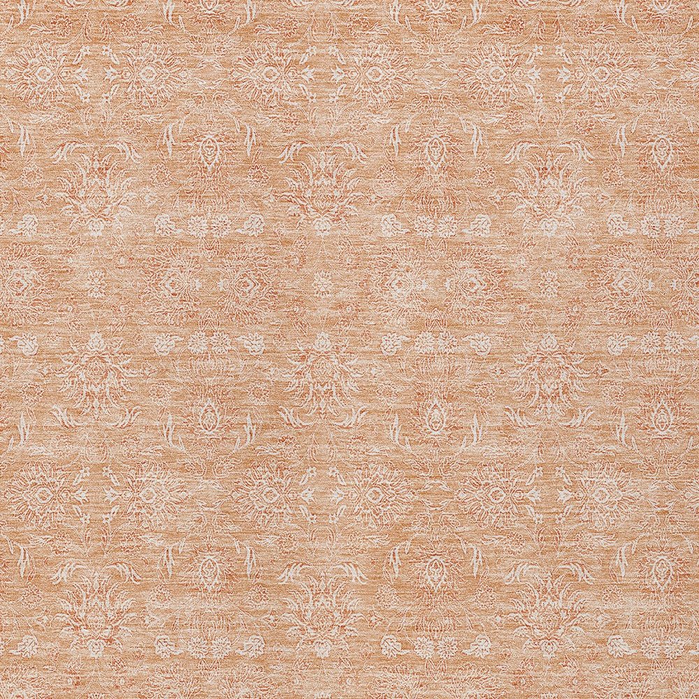 3' X 5' Peach And Ivory Floral Washable Indoor Outdoor Area Rug