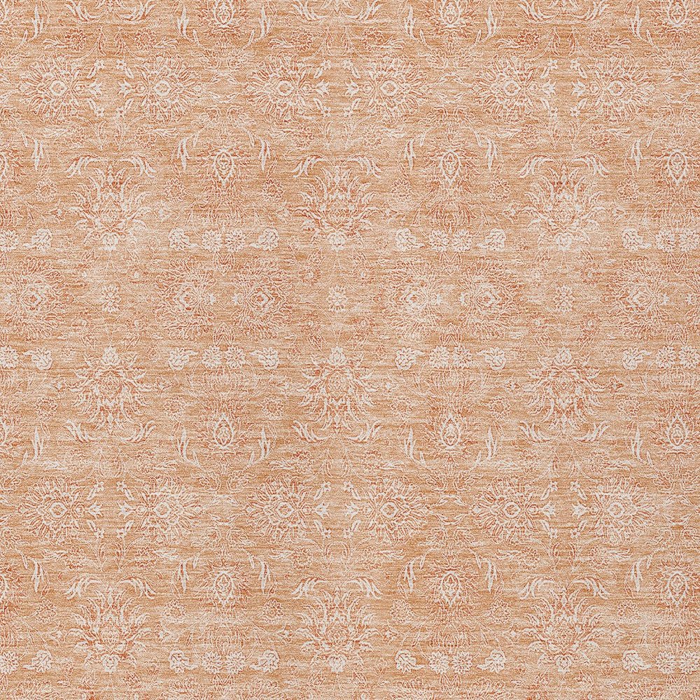 3' X 5' Peach And Ivory Floral Washable Indoor Outdoor Area Rug
