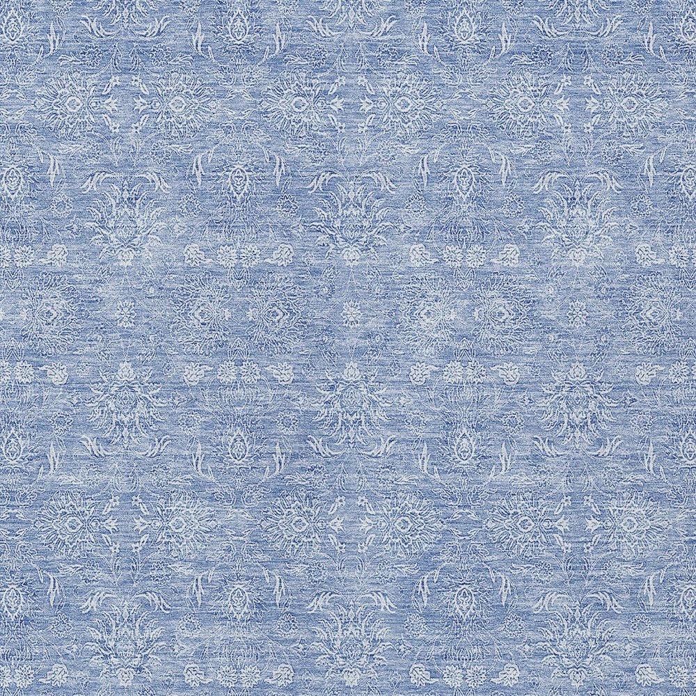 3' X 5' Sky Blue And Ivory Floral Washable Indoor Outdoor Area Rug