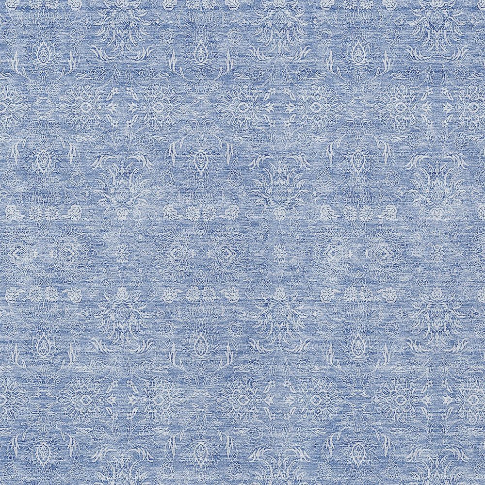3' X 5' Sky Blue And Ivory Floral Washable Indoor Outdoor Area Rug