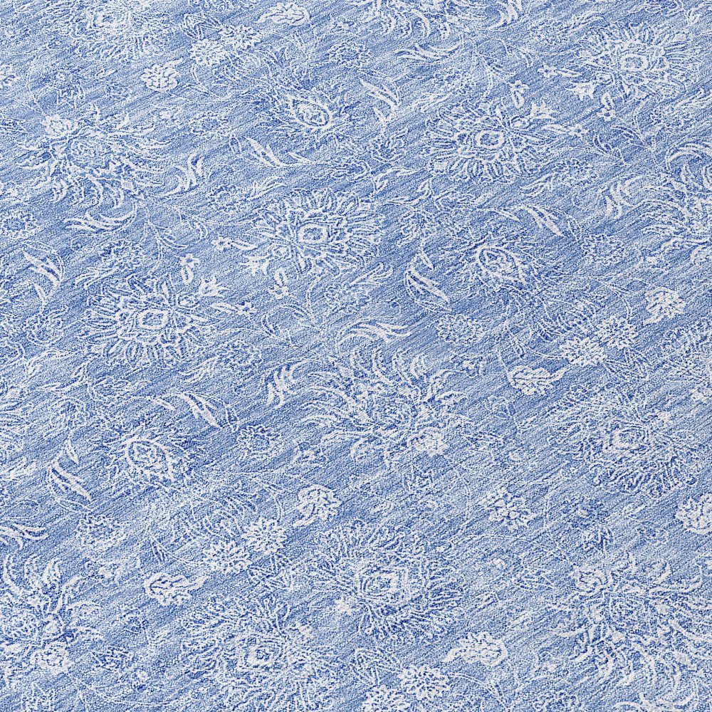 3' X 5' Sky Blue And Ivory Floral Washable Indoor Outdoor Area Rug